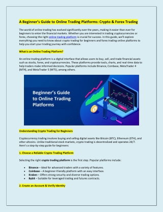A Beginner’s Guide to Online Trading Platforms Crypto Forex Trading