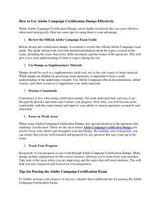 Adobe Campaign Certification Dumps