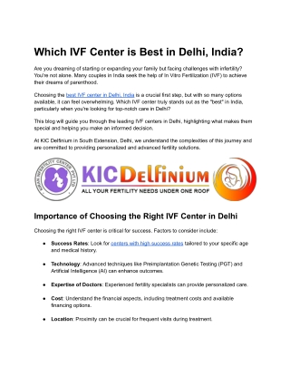 Which IVF Center is Best in India
