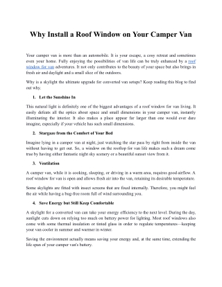 Why Install a Roof Window on Your Camper Van.docx
