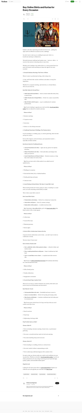 Buy Online Shirts and Kurtas for Every Occasion