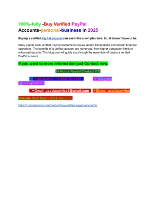 100%-fully -Buy Verified PayPal                                     Accounts-personal-business in 2025