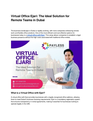 Virtual Office Ejari_ The Ideal Solution for Remote Teams in Dubai