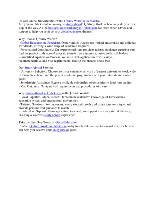 Unlock Global Opportunities with Q Study World in Uzbekistan