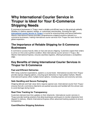 How International Courier Services Enhance the Efficiency of Sending Financial D