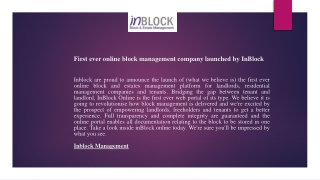 Professional Inblock Management Services for Your Property