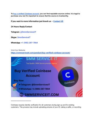 Best 3 Trustable Sites to Buy Verified Coinbase Account In This Year
