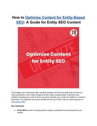 Optimise Content for Entity SEO