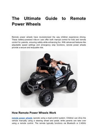The Ultimate Guide to Remote Power Wheels