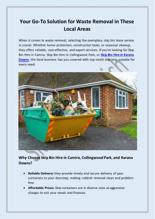 Your Go-To Solution for Waste Removal in These Local Areas