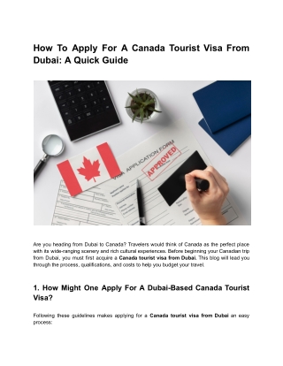 Complete Guide to Canada Tourist Visa from Dubai