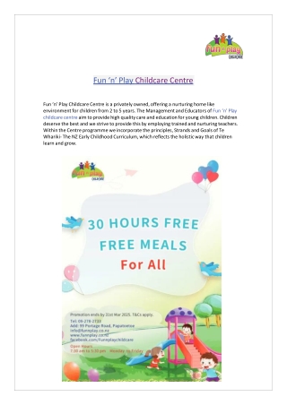 Childcare Papatoetoe |Childcare Centres Near Me | Fun N Play