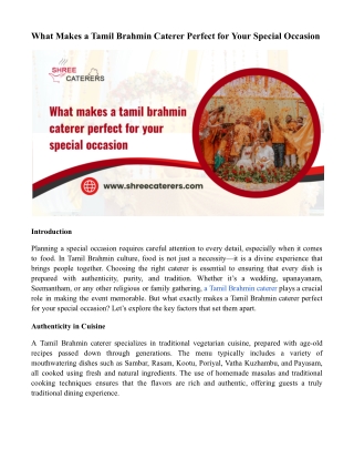 What Makes a Tamil Brahmin Caterer Perfect for Your Special Occasion