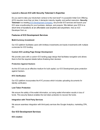 Launch a Secure ICO with Security Tokenizer’s Expertise