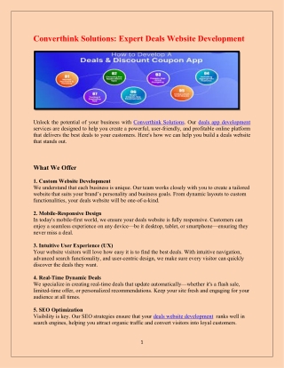 Converthink Solutions Expert Deals Website Development