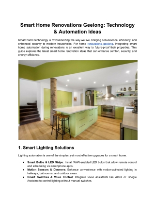 Smart Home Renovations Geelong: Technology & Automation Ideas