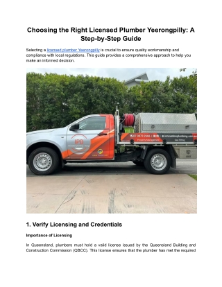 Choosing the Right Licensed Plumber Yeerongpilly: A Step-by-Step Guide