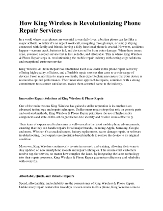 How King Wireless is Revolutionizing Phone Repair Services
