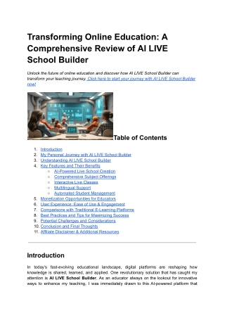 Transforming Online Education- A Comprehensive Review of AI LIVE School Builder