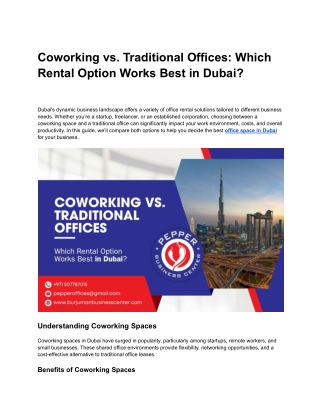 Coworking vs. Traditional Offices_ Which Rental Option Works Best in Dubai_