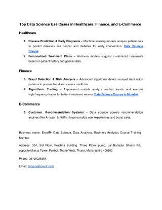 Top Data Science Use Cases in Healthcare, Finance, and E-Commerce (1)