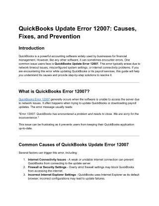 QuickBooks Update Error 12007_ Causes, Fixes, and Prevention