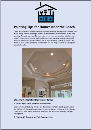 Painting Tips for Homes Near the Beach