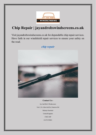 Chip Repair  jayandrobswindscreens.co.uk