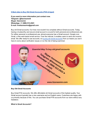 6 Best sites to Buy Old Gmail Accounts (PVA & Aged)