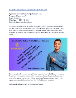 Top 3 Sites to Buy Verified Binance Accounts In This Year