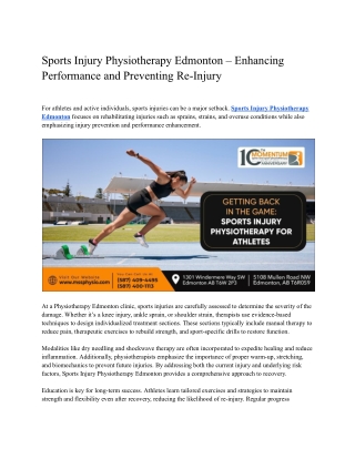 Sports Injury Physiotherapy Edmonton – Enhancing Performance and Preventing Re-Injury