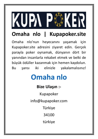 Omaha nlo  Kupapoker.site