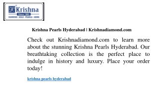 Krishna Pearls Hyderabad  Krishnadiamond.com
