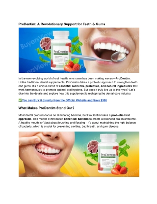 ProDentim Reviews: Optimal Support for Teeth & Gums
