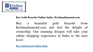 Buy Gold Bracelet Online India  Krishnadiamond.com