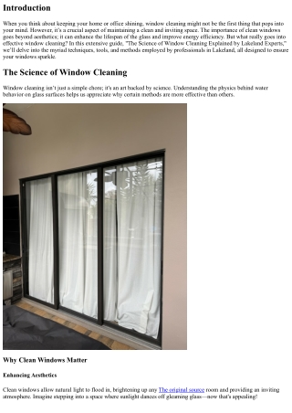 The Science of Window Cleaning Explained by Lakeland Experts