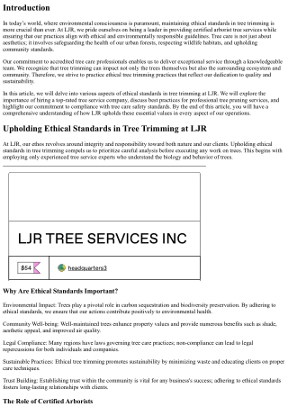 Upholding Ethical Standards in Tree Trimming at LJR