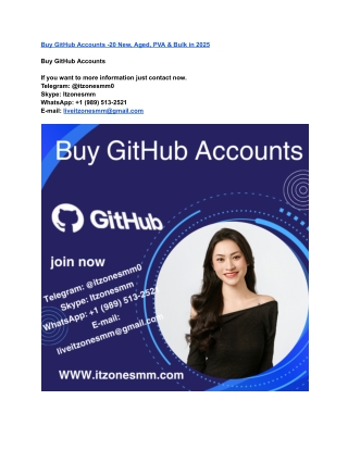 Buy GitHub Accounts -20 New, Aged, PVA & Bulk in 2025