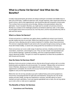 What is a Home Vet Service? And What Are the Benefits?