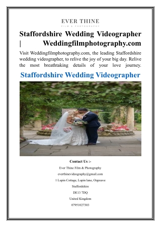 Staffordshire Wedding Videographer  Weddingfilmphotography.com