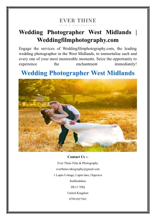 Wedding Photographer West Midlands  Weddingfilmphotography.com