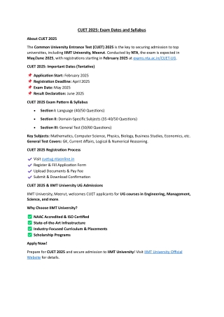 CUET 2025: Exam Dates, Syllabus & Application Form