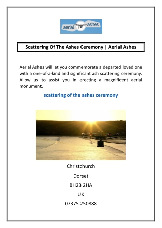 Scattering Of The Ashes Ceremony | Aerial Ashes