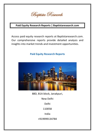 Paid Equity Research Reports | Baptistaresearch.com