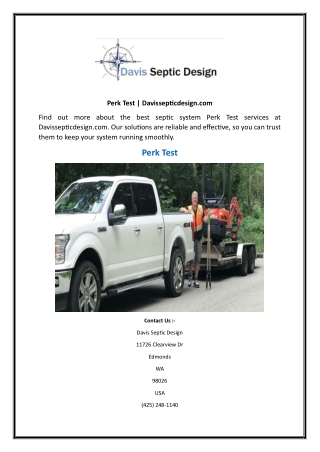 Perk Test   Davissepticdesign