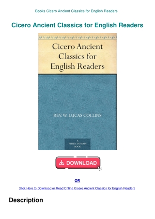 Books Cicero Ancient Classics for English Readers
