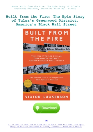 Books Built from the Fire The Epic Story of Tulsa's Greenwood District  America's Black Wall Street
