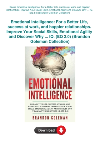 Books  Emotional Intelligence For a Better Life  success at work  and happier relationships. Improve