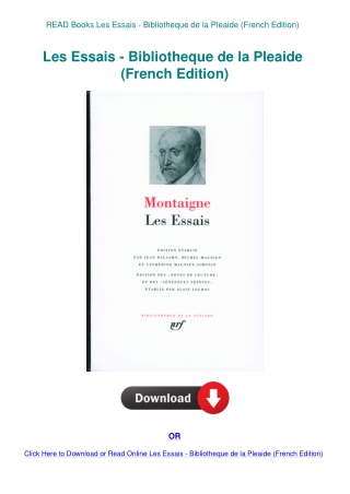 READ Books Les Essais - Bibliotheque de la Pleaide (French Edition)