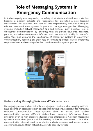 Role of Messaging Systems in Emergency Communication